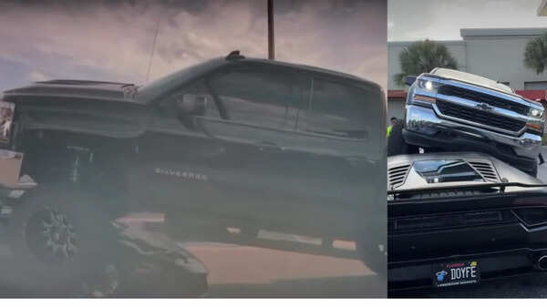 Florida woman drives pickup truck over Lamborghini in parking lot in viral video: 'Insurance company fuming'
