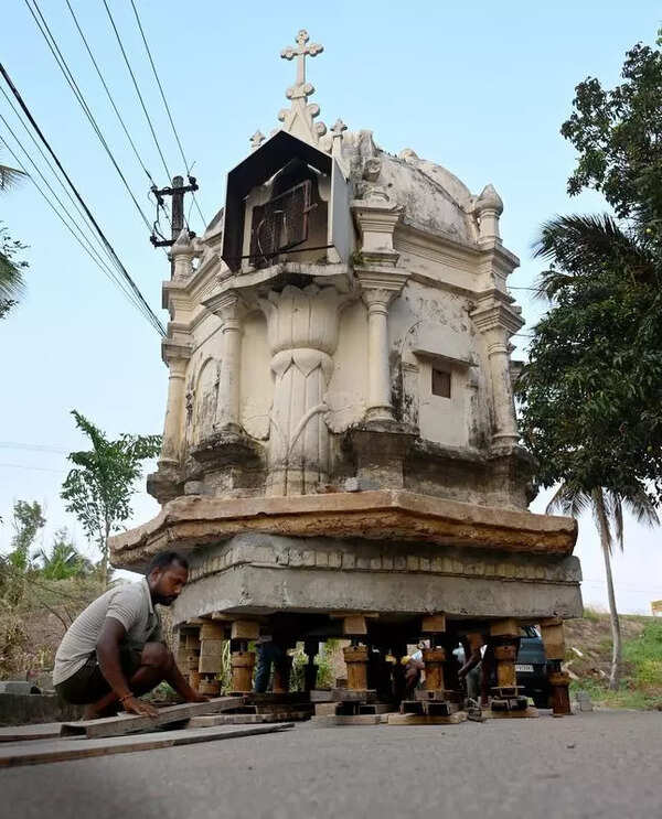 Faith on iron wheels: Parishioners shift 200-yr-old shrine from demolition path