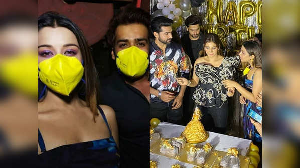 Covid-19 effect: Divya Drishti actors Nyra and Karan arrive at Neha Adhvik Mahajan’s birthday bash wearing masks