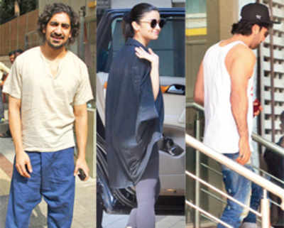 Ranbir Kapoor, Alia Bhatt and Ayan Mukerji spotted at a Bandra studio