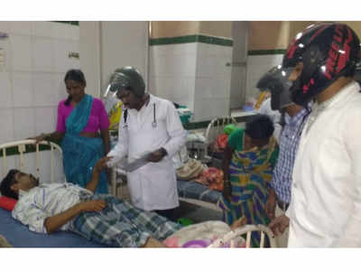Hyderabad: Doctors wear helmets while treating patients in dilapidated Osmania Hospital building