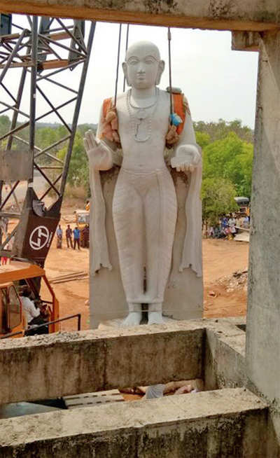 Installation of Acharya Madhwa’s 32-foot statue in Udupi on May 8