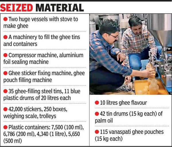 Unit making spurious ghee flourishing for 2 years busted in Sachin GIDC