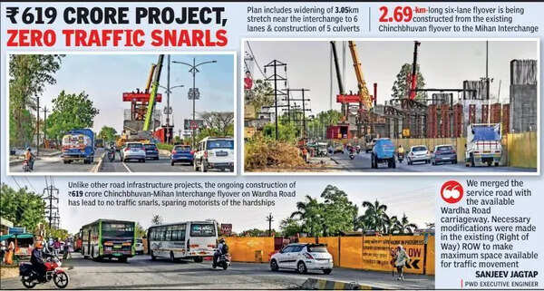 Believe It Or Not: Flyover Construction Continues Sans Gridlock On Busy RoadRs619cr Chinchbhuvan-Mihan flyover work progresses without traffic chaos