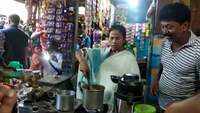 West Bengal CM Mamata Banerjee visits a roadside tea stall, makes tea 