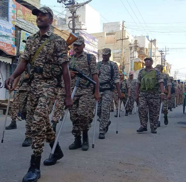 Trichy city police conduct flag march