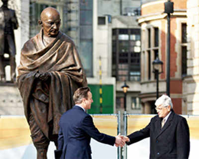 Gandhi shares space with Churchill in London