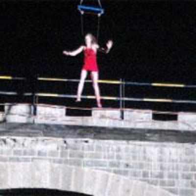 Kalki jumps off a bridge