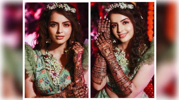 ​Bride-to-be Shrenu Parikh looks gorgeous as she dons a green coloured outfit at her mehendi ceremony; a look at her dreamy photos
