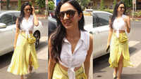 Kiara Advani sets summer trend in knotted white top and yellow polka dot slit skirt 