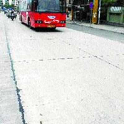 Cracks developed on the newly refurbished road in Koparkhairane