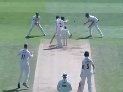 Watch: In a bizarre dismissal, Essex wicketkeeper Adam Wheater kicks ball to leg slip after dropping a catch
