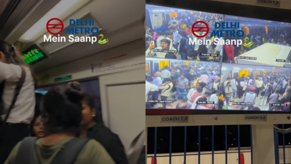 ‘Delhi never disappoints’: 'Snake' scare sparks frenzy in Delhi Metro coach; viral video shows women screaming, scrambling onto seats