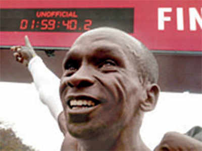 Marathon’s great wall breached by Kenya’s Eliud Kipchoge