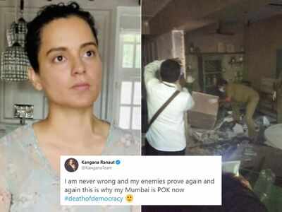 BMC demolishes illegal portions of Kangana Ranaut's Mumbai office; actor compares Mumbai to Pakistan with #deathofdemocracy