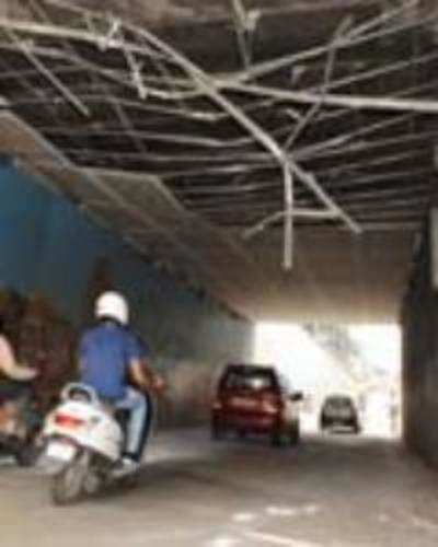 False ceiling at subway comes off