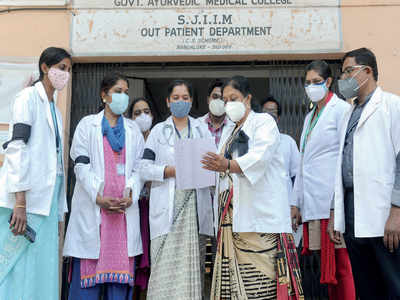 Ayush doctors protest against salary inequality