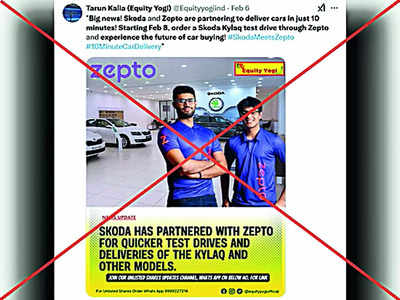 Bust Fake News With Bangalore Mirror: Zepto did not offer full-scale delivery of Skoda cars