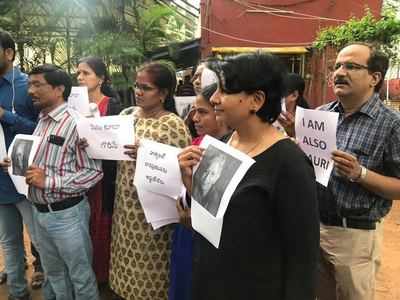 Hyderabad: Journalists protest noted journalist-activist Gauri Lankesh’s brutal murder