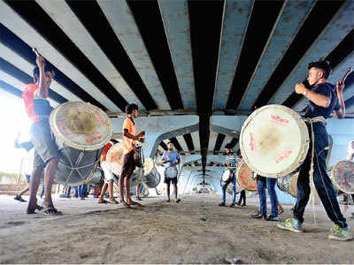 Puneri pathaks inspired dhol-tasha groups keep city bridges, flyovers and open spaces alive with sound of dhols