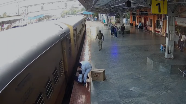 'Warned him': Karnataka station master rescues passenger who slipped while boarding moving train; escapes unhurt