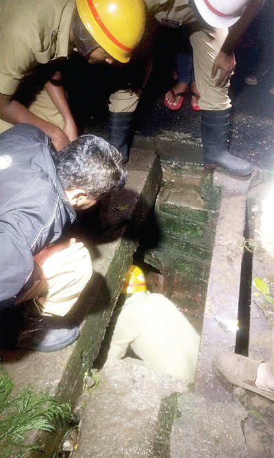 Youth plunges into drain due to broken slab