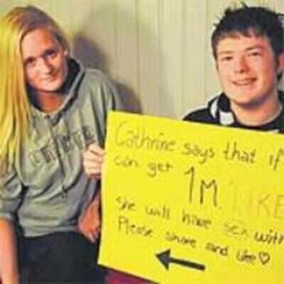 Girl demands 1 mn FB '˜likes' for sex, boy gets them in 18 hrs