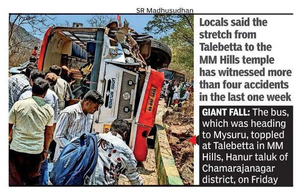 KSRTC bus topples in MM Hills; 30 passengers injured
