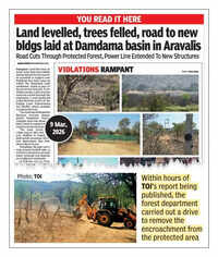 After TOI report, earthmovers dismantle illegal fencing, clear debris inside protected Damdama Lake catchment
