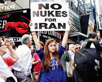 Americans pack times square to denounce Iran nuclear deal