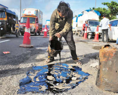 Imported mix for fixing potholes at chronic spots