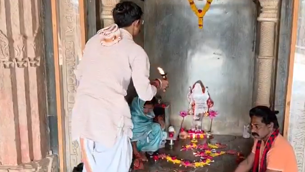 Watch: Devotees offer prayers at Bhojshala complex after ASI allows Hindus unrestricted access to shrine
