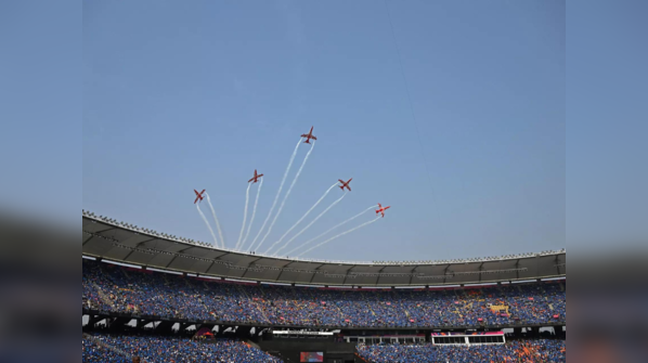 Suryakiran aerobatic team soars over Narendra Modi stadium