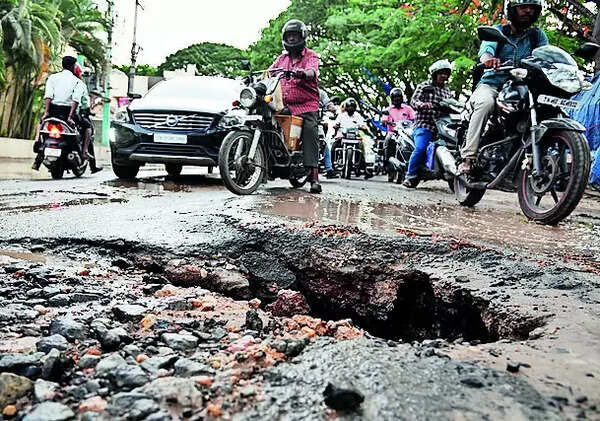 Roads riddled with gaping potholes