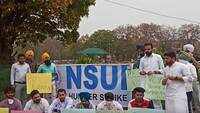 Panjab University NSUI members sat on indefinite hunger strike outside VC office 