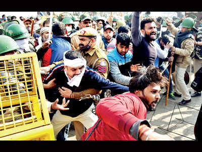 Tense situation at Singhu border site