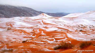 Sahara desert receives rare snowfall