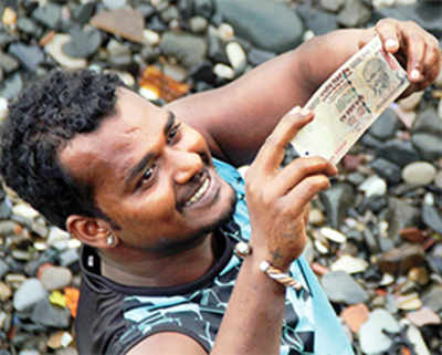 Floating fortune: Rs 1,000 notes in Gateway waters