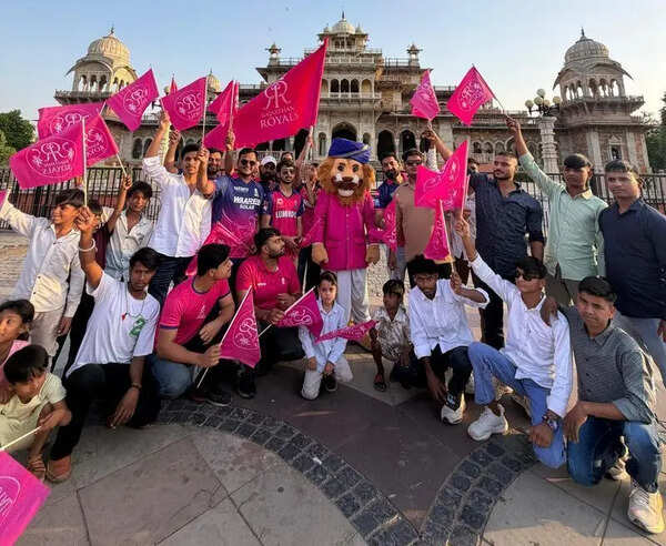 Rajasthan Royals mascot Moochu Singh interacts with kids and families at Albert Hall in Jaipur