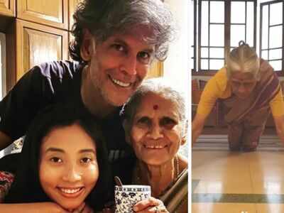 Watch: Milind Soman's mom celebrates 81st birthday with 15 push-ups