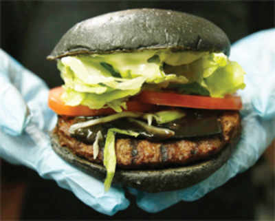 On menu: Black burger, dyed in squid ink