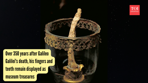 Over 350 years after Galileo Galilei's death, his fingers and teeth remain displayed as museum treasures