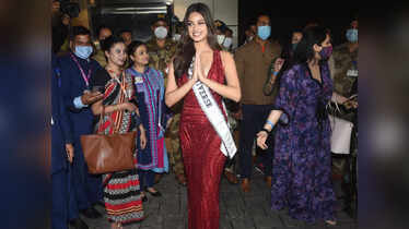 Miss Universe 2021 Harnaaz Sandhu dazzles in a red gown during her ...