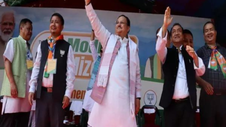BJP chief JP Nadda addresses massive rally for upcoming Mizoram assembly elections