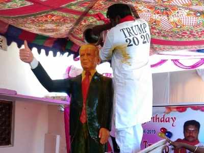 Man worships Donald Trump in Telangana, erects statue