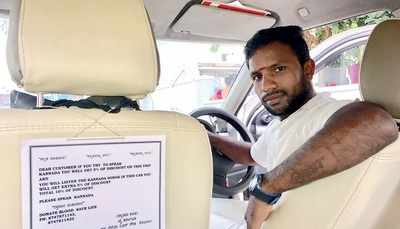 Bengaluru: Cab driver finds a unique way to promote Kannada