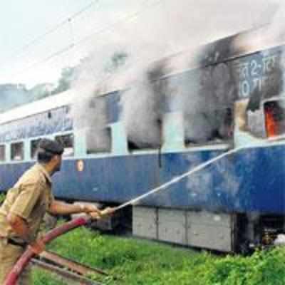 Stopped from hijacking reserved seats, students set train on fire