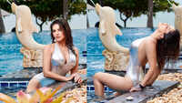 Sunny Leone looks sizzling hot in this silver monokini 
