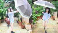 Radhika Madan is up for some mischief in rain, strikes funky poses with umbrella 