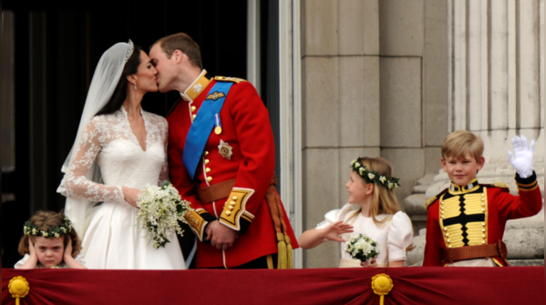 April 2011: Prince William and Princess Catherine on their wedding day